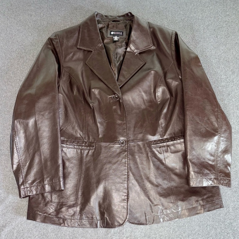 Maggie Barnes Chocolate Leather Jacket
